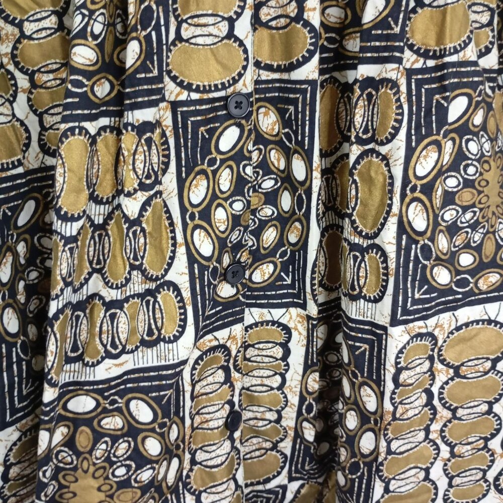 The African Village Multicolor Button-Front Short Sleeve Tunic Dress 100% Cotton - Picture 8 of 12